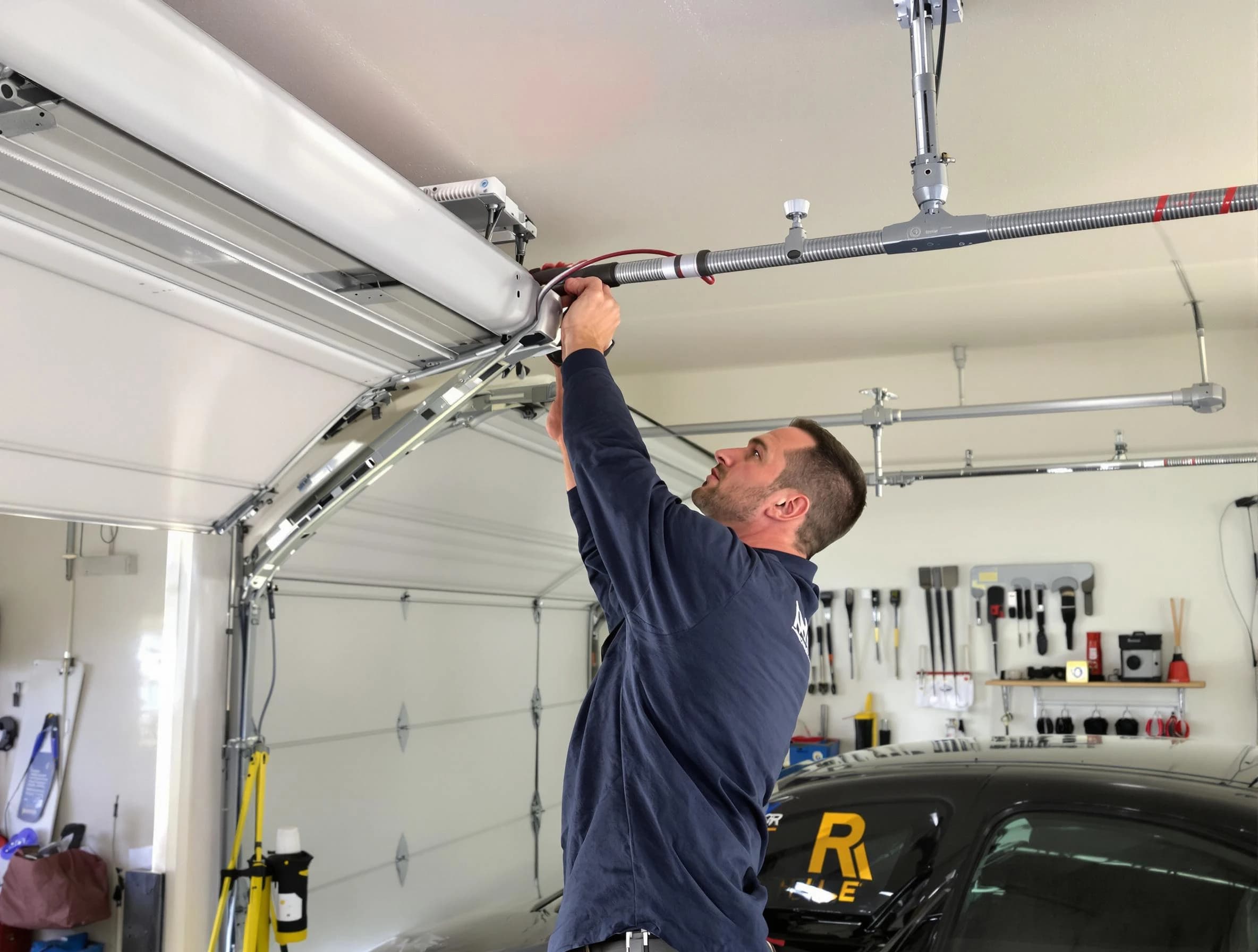 Los Chaves Garage Door Repair technician performing garage door cable repair in Los Chaves