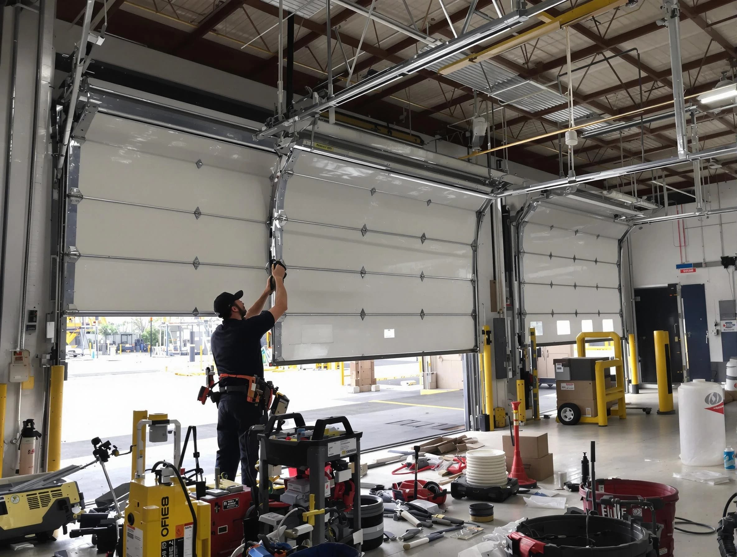 Los Chaves Garage Door Repair technician performing commercial garage door repair in Los Chaves