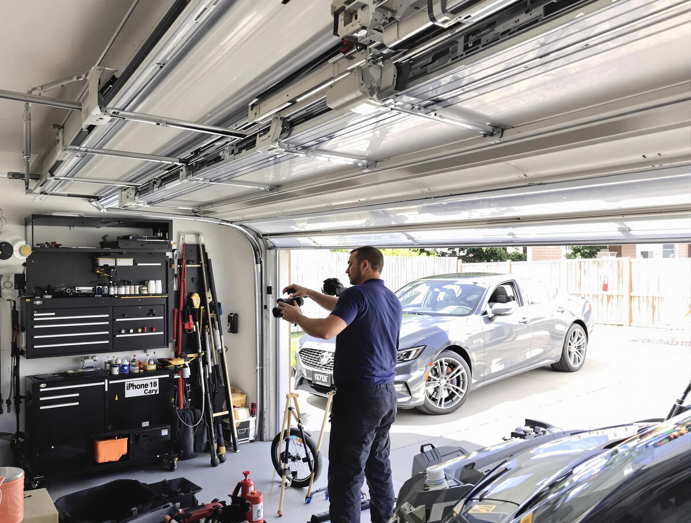 Los Chaves Garage Door Repair technician fixing noisy garage door in Los Chaves