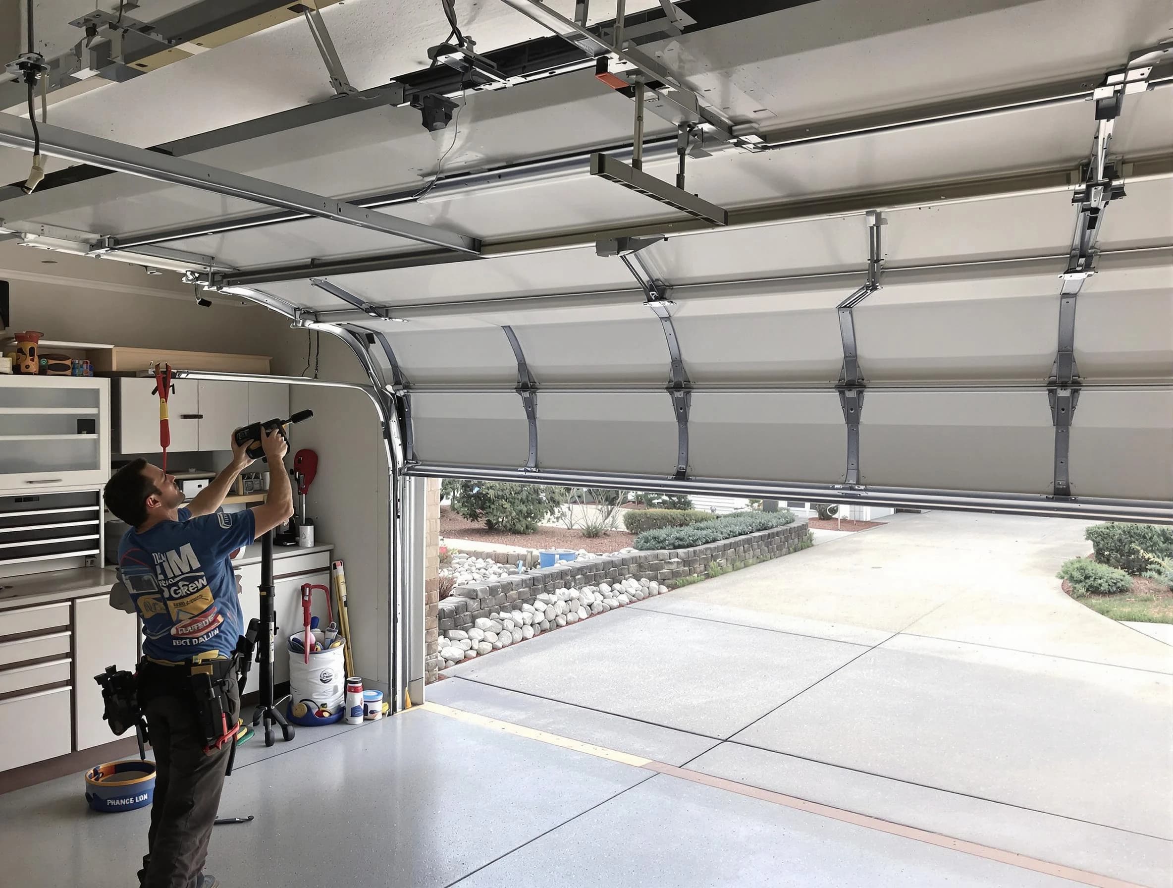 Garage door track repair service by Los Chaves Garage Door Repair in Los Chaves