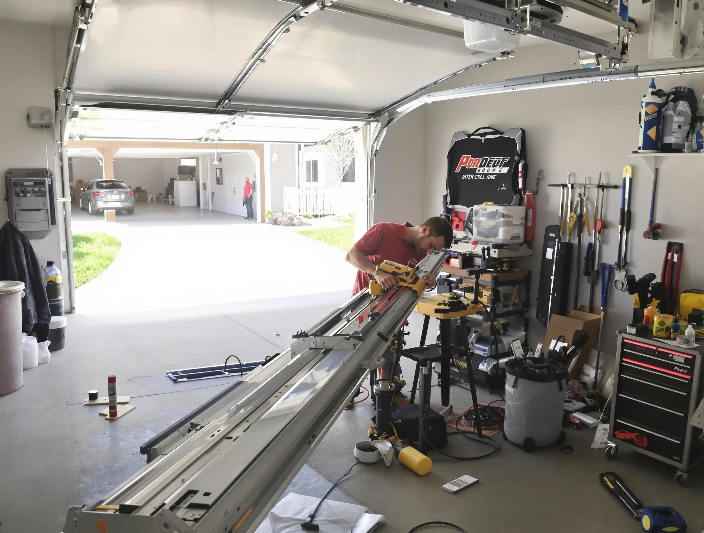 Los Chaves Garage Door Repair expert performing track repair in Los Chaves