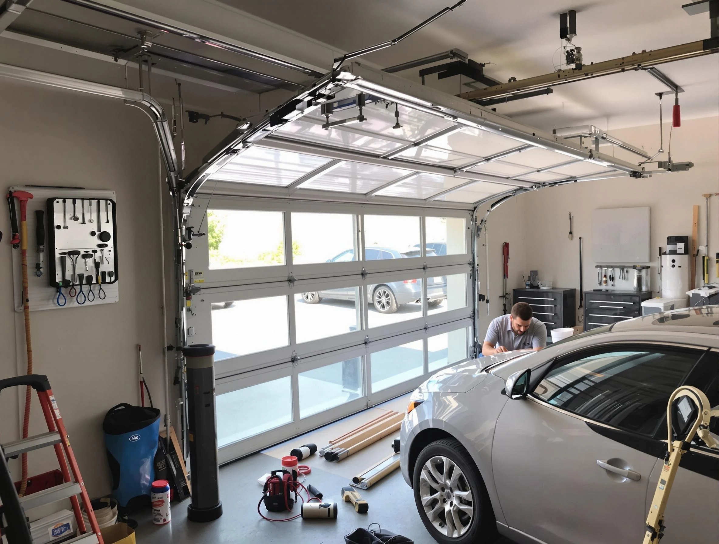 Garage door noise reduction service by Los Chaves Garage Door Repair in Los Chaves