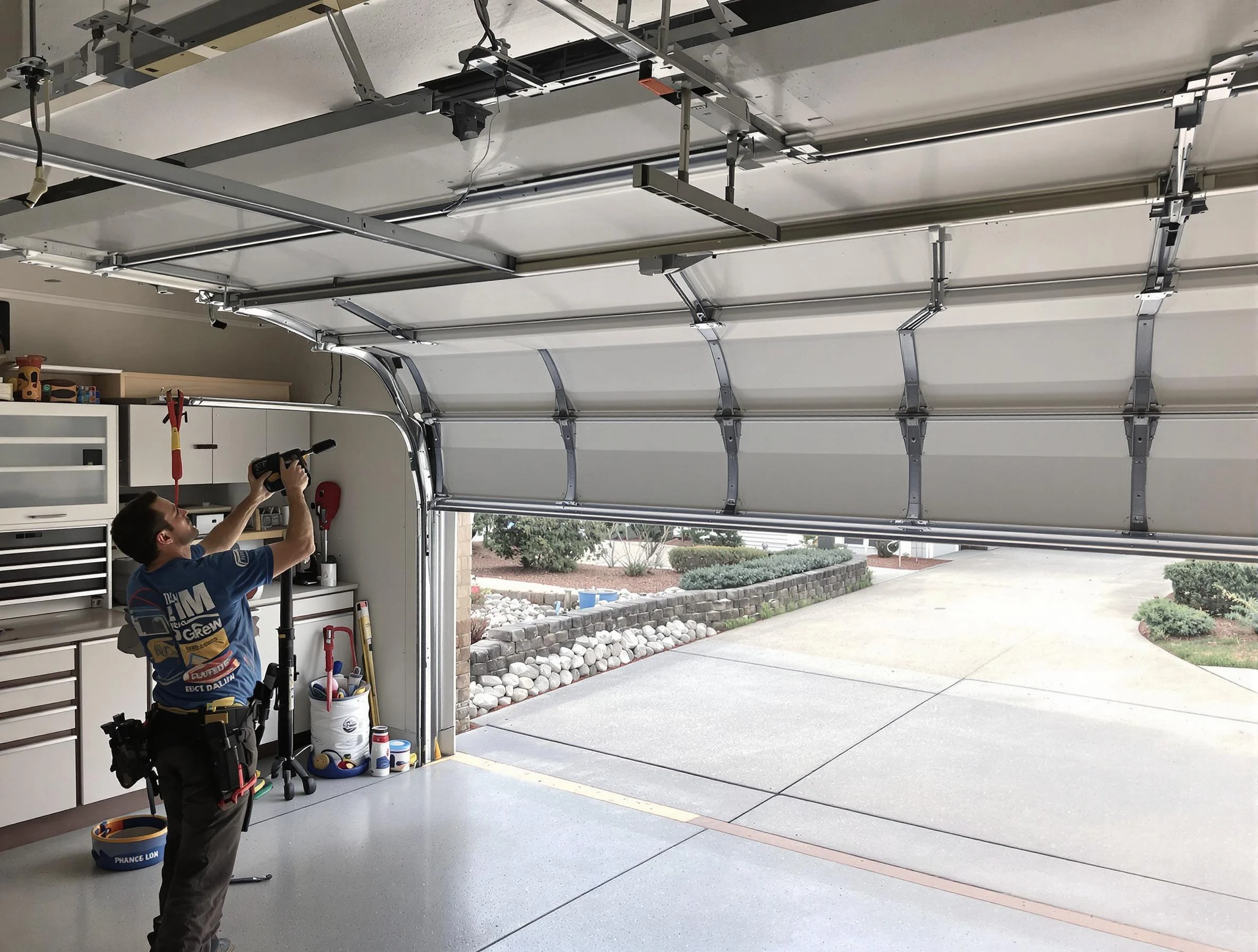Garage door track repair service by Los Chaves Garage Door Repair in Los Chaves